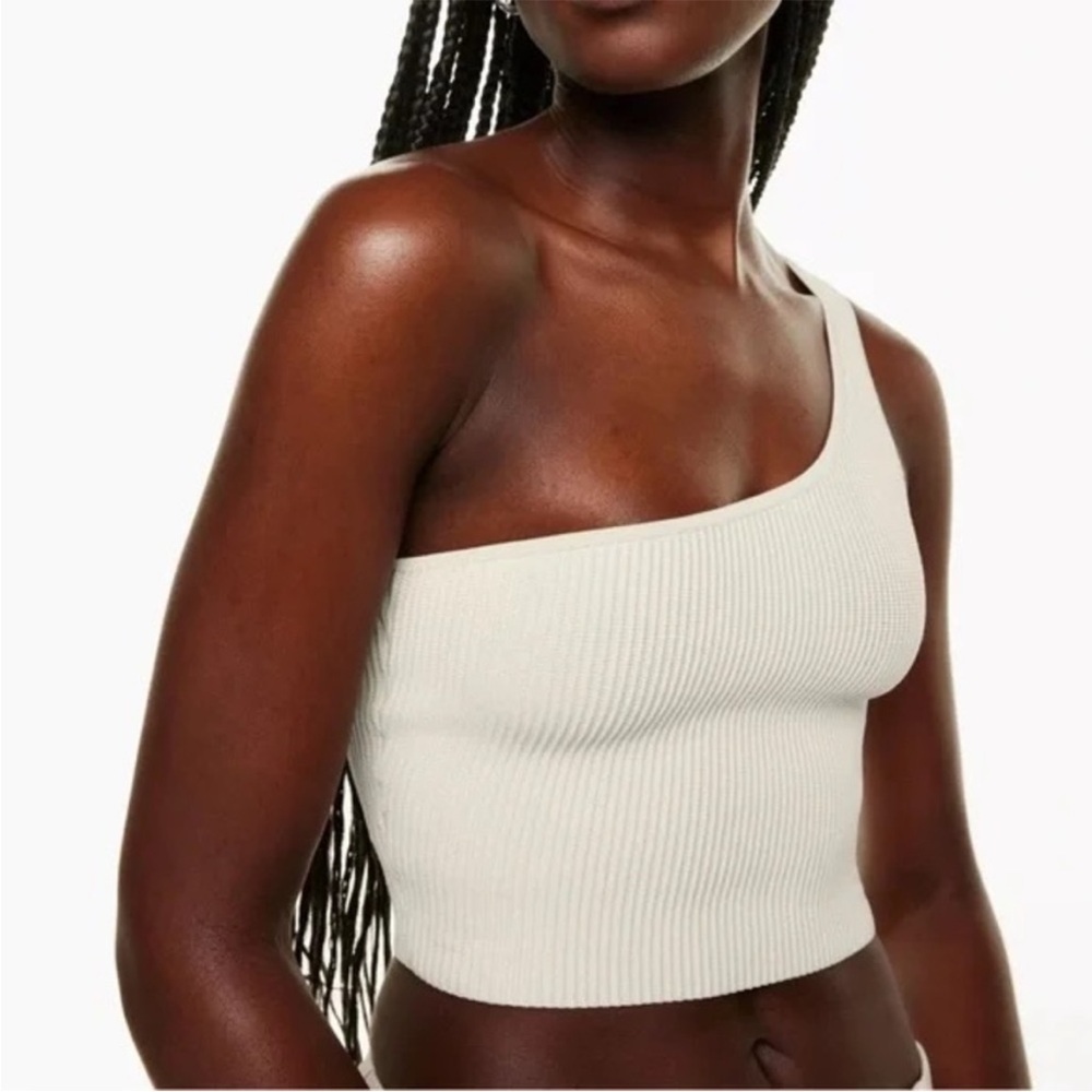 Babaton ribbed knit one shoulder crop top